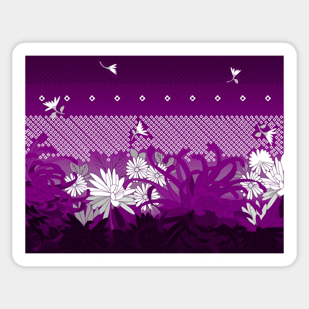 Asexual Pride Flowers on an Illustrated Backdrop Sticker by VernenInk